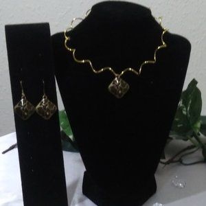 Leopard Pattern Necklace Earring Set